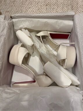 Used Christian Louboutin Sandaloo Silk Satin Platform Sandal